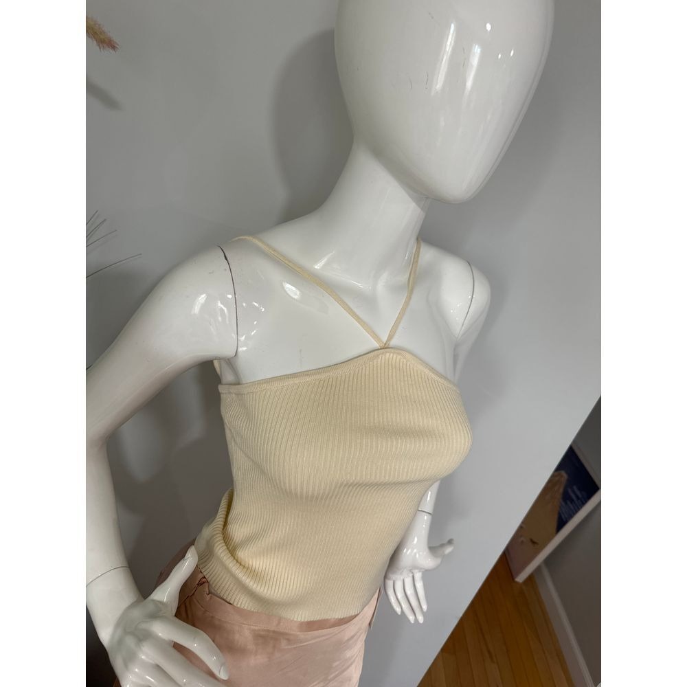 Commense Ribbed Halterneck Beige Top Size Small - Picture 7 of 8